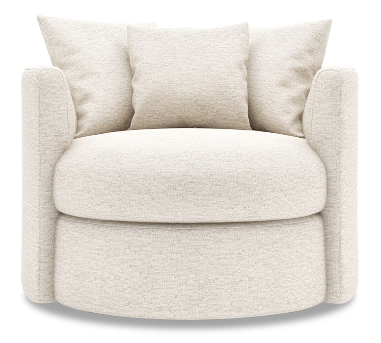 Made in Canada Sofa Lab Customizable Nest 42\" Fabric Swivel Accent Chair – Chenille White 