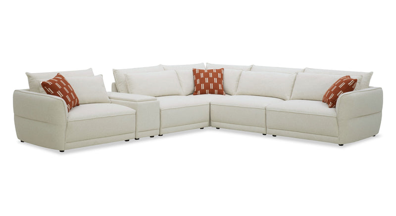 Palisade 6-Piece Fabric Sectional with Flip Top Storage Console and Accent Pillows - Sand
