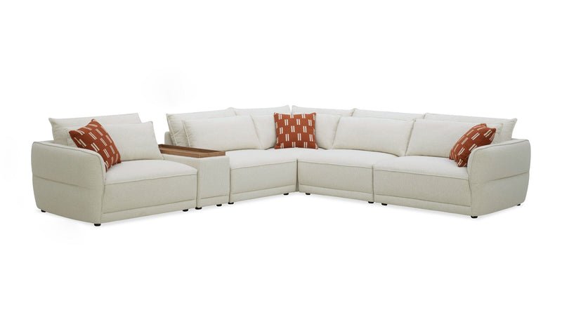 Palisade 6-Piece Fabric Sectional with Flip Top Storage Console and Accent Pillows - Sand