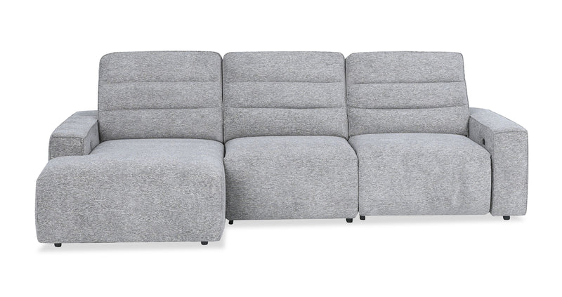Shaquille O’Neal Home Prestige 3-Piece Left-Facing Sectional with Power Reclining – Grey 
