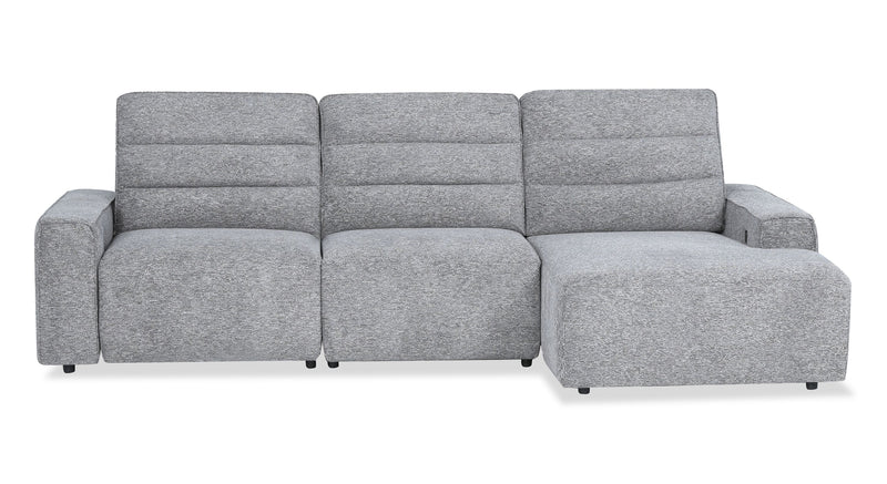 Shaquille O’Neal Home Prestige 3-Piece Right-Facing Sectional with Power Reclining – Grey
