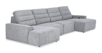 Shaquille O’Neal Home Prestige 4-Piece Sectional with Power Sliding and Storage Chaise – Grey