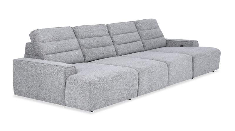Shaquille O’Neal Home Prestige 4-Piece Sectional with Power Sliding and Storage Chaise – Grey