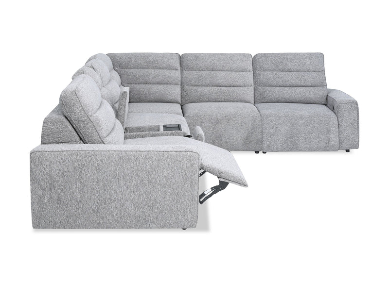 Shaquille O’Neal Home Prestige 6-Piece Sectional with Power Reclining – Grey