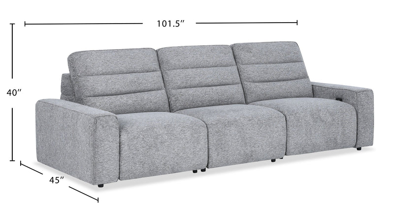 Shaquille O’Neal Home Prestige 3-Piece Power Reclining Sofa – Grey 