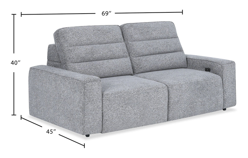 Shaquille O’Neal Home Prestige Sleeper Sectional with Power Sliding– Grey