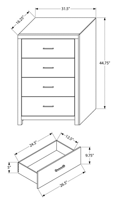 Soren Bedroom Chest of Drawers, 4-Drawer, 32\"W x 45\"H - Graphite Grey