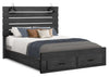 Soren Platform Storage Bed with Slat Headboard & Frame, Built-In LED, Graphite Grey - Queen Size