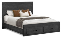 Soren Platform Storage Bed with Panel Headboard & Frame, Graphite Grey - Queen Size