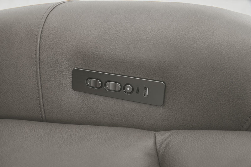 Shaquille O’Neal Home Titan 42\" Genuine Leather Power Reclining Chair with Shaq-o-pedic Comfort – Slate