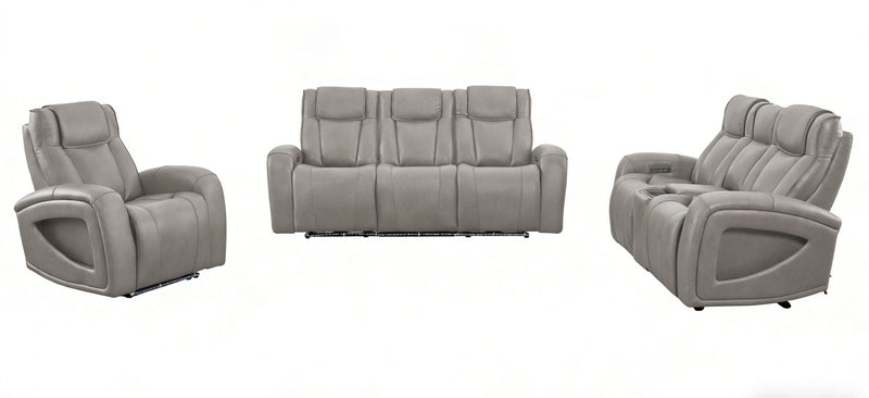 Shaquille O’Neal Home Titan 81\" Genuine Leather Power Reclining Loveseat with Shaq-o-pedic Comfort – Slate 