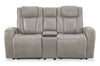 Shaquille O’Neal Home Titan 81\" Genuine Leather Power Reclining Loveseat with Shaq-o-pedic Comfort – Slate 