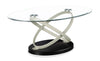 Vikki 48\" Modern Oval Glass Top Coffee Table - Glass with Metal Base