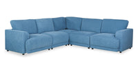 Voyage Modular 5-Piece Fabric Sectional with Removable Back Cushions – Blue