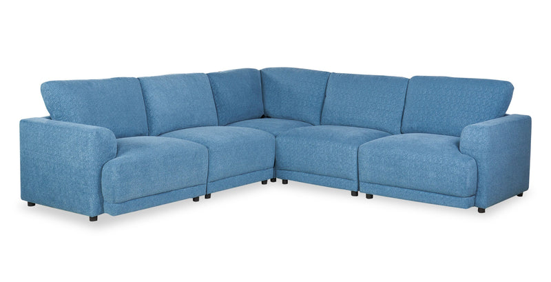 Voyage Modular 5-Piece Fabric Sectional with Removable Back Cushions – Blue