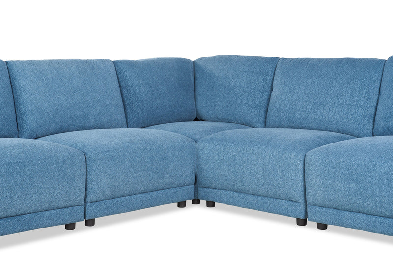 Voyage Modular 5-Piece Fabric Sectional with Removable Back Cushions – Blue
