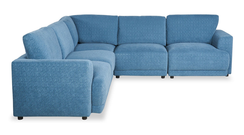 Voyage Modular 5-Piece Fabric Sectional with Removable Back Cushions – Blue