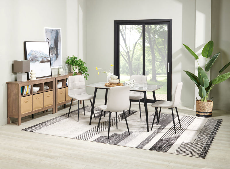 Arlo 5pc Dining Set with Table & 4 Grey Chairs, Sintered Stone & Metal, 55\"W - Grey/Black