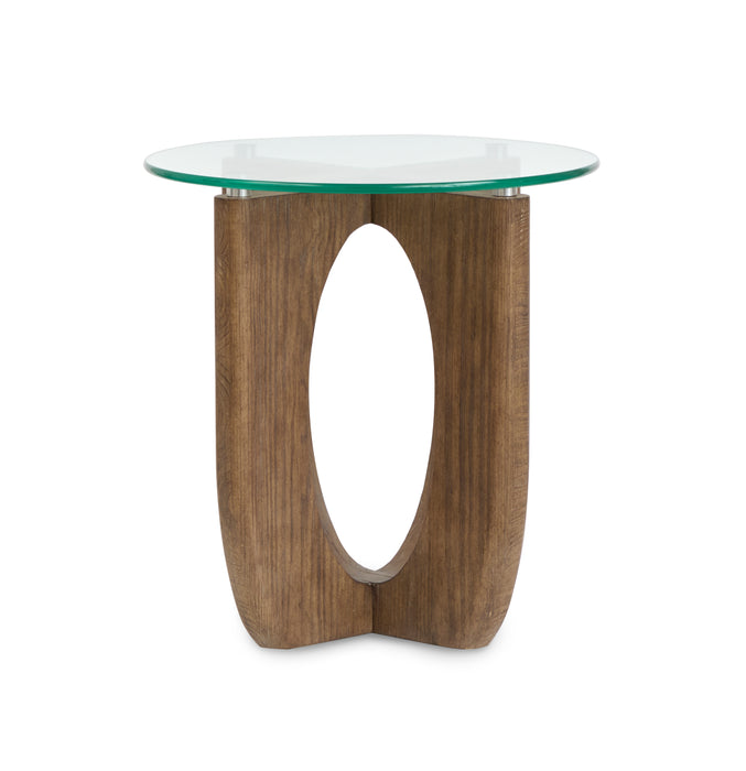 Kerwin 22\" End Table with Glass Top - Almond