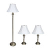 Elegant Designs 3-Piece Two Table Lamp and One Floor Lamp Set - Antique Brass