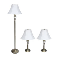 Elegant Designs 3-Piece Two Table Lamp and One Floor Lamp Set - Antique Brass