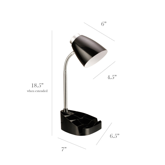 Limelights Gooseneck Desk Lamp with iPad Stand Book Holder - Black