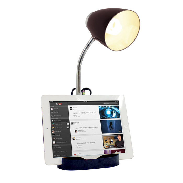 Limelights Gooseneck Desk Lamp with iPad Stand Book Holder - Black