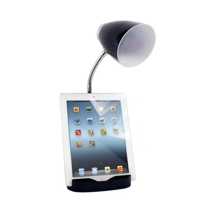 Limelights Gooseneck Desk Lamp with iPad Stand Book Holder - Black