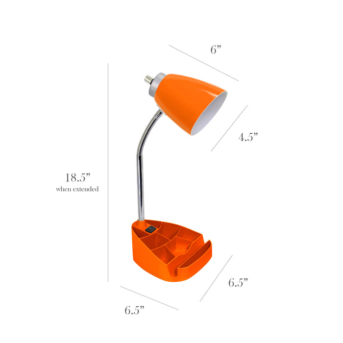 Limelights Gooseneck Desk Lamp with iPad Stand and Outlet - Orange