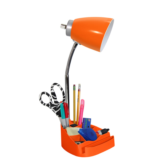 Limelights Gooseneck Desk Lamp with iPad Stand and Outlet - Orange