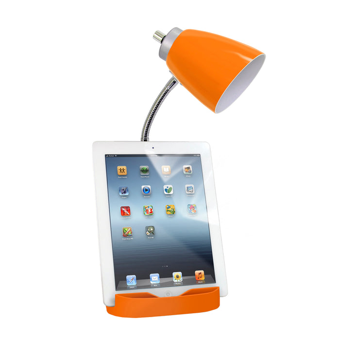 Limelights Gooseneck Desk Lamp with iPad Stand and Outlet - Orange