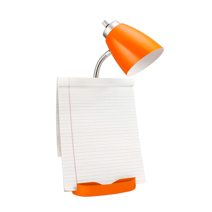 Limelights Gooseneck Desk Lamp with iPad Stand and Outlet - Orange