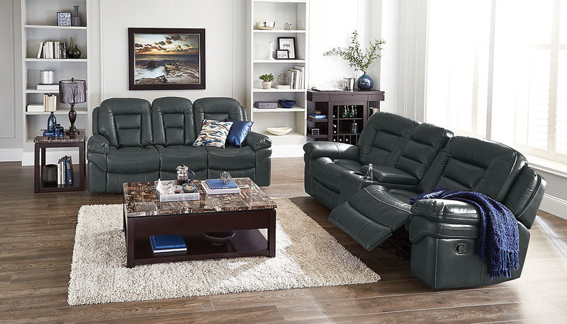 Leo 78\" Leather-Look Fabric Power Reclining Loveseat with Storage Console - Grey