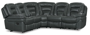 Leo 5-Piece Leather-Look Fabric Reclining Sectional - Grey