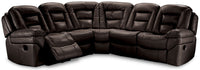 Leo 5-Piece Leather-Look Fabric Power Reclining Sectional - Walnut Brown 