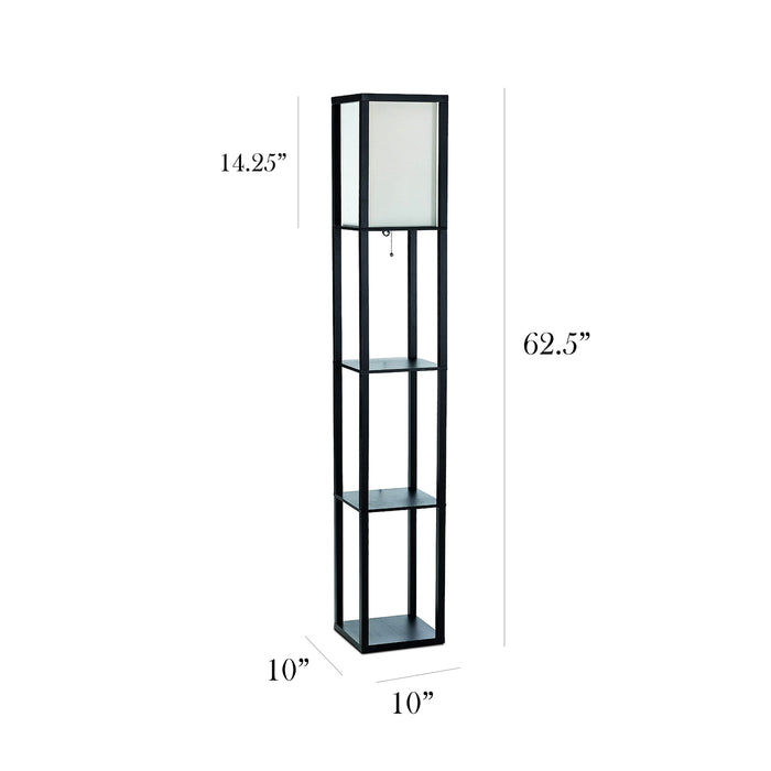 Simple Designs Floor Lamp with Shelf - Black