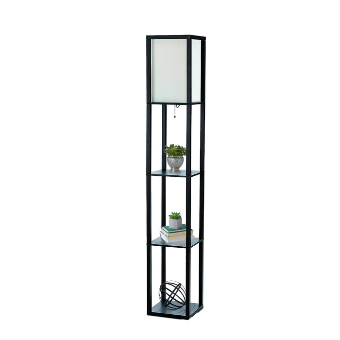 Simple Designs Floor Lamp with Shelf - Black