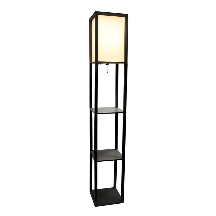 Simple Designs Floor Lamp with Shelf - Black