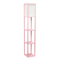 Simple Designs Floor Lamp with Shelf - Light Pink
