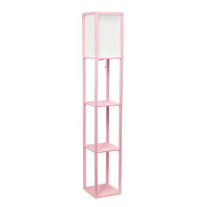 Simple Designs Floor Lamp with Shelf - Light Pink