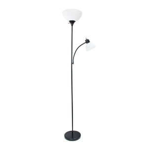 Simple Designs Floor Lamp with Reading Light - Black