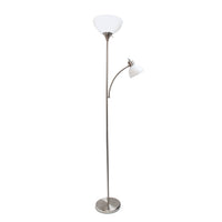Simple Designs Floor Lamp with Reading Light - Brushed Nickel