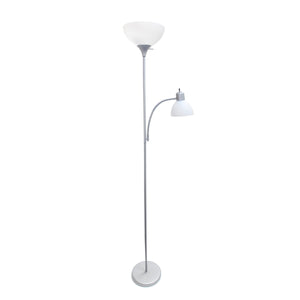Simple Designs Floor Lamp with Reading Light - Silver