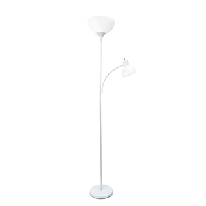Simple Designs Floor Lamp with Reading Light - White