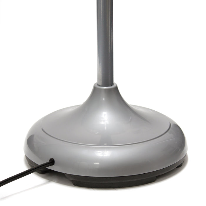 Simple Designs 67\" Contemporary Multi-Head Medusa 5-Light Adjustable Gooseneck Floor Lamp with White Shades - Silver