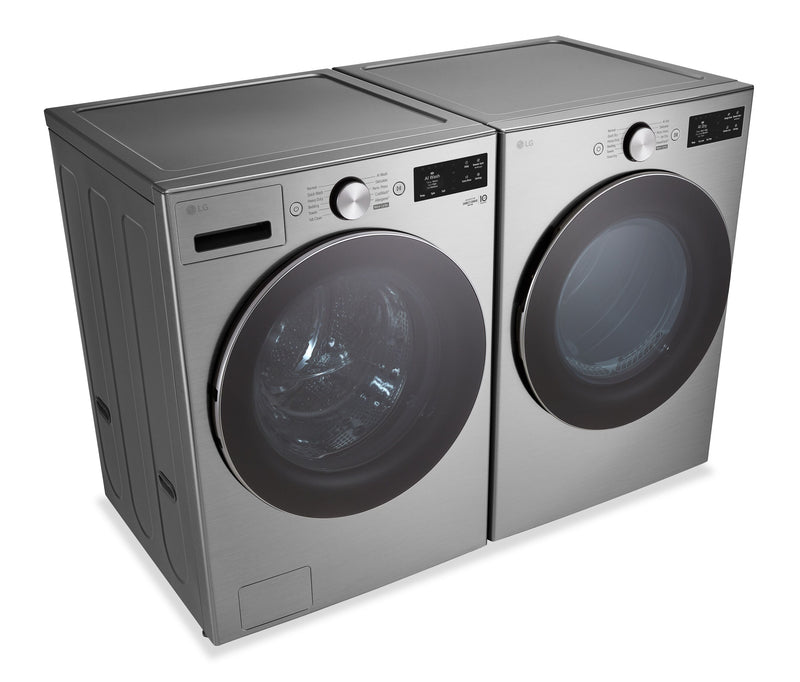 LG 5.8 Cu. Ft. Smart Front-Load Steam Washer and 7.4 Cu. Ft. Front-Load Electric Dryer – Graphite Steel