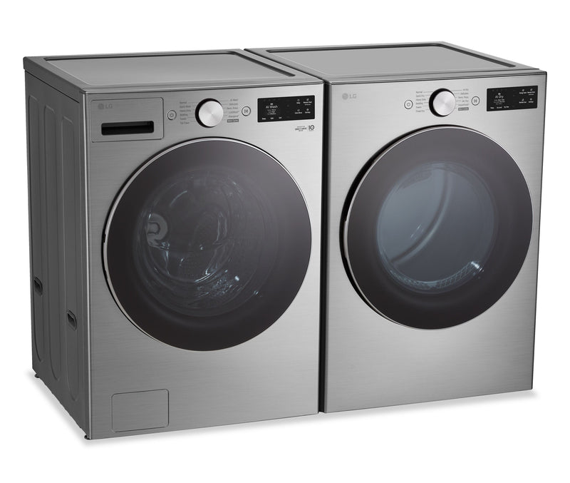 LG 5.8 Cu. Ft. Smart Front-Load Steam Washer and 7.4 Cu. Ft. Front-Load Electric Dryer – Graphite Steel