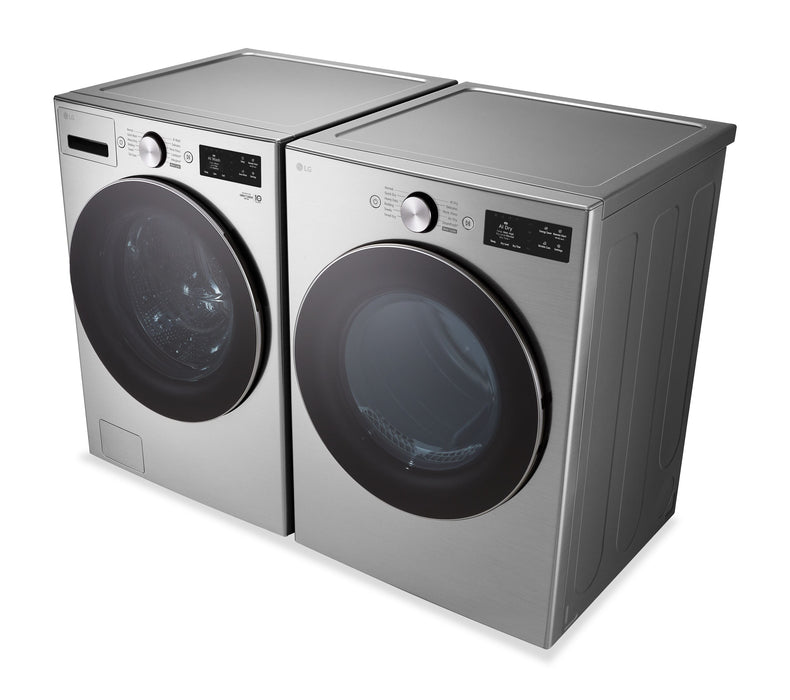 LG 5.8 Cu. Ft. Smart Front-Load Steam Washer and 7.4 Cu. Ft. Front-Load Gas Dryer – Graphite Steel 