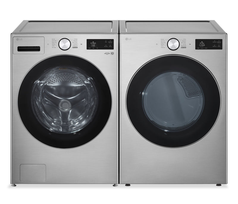 LG 5.8 Cu. Ft. Smart Front-Load Steam Washer and 7.4 Cu. Ft. Front-Load Gas Dryer – Graphite Steel 