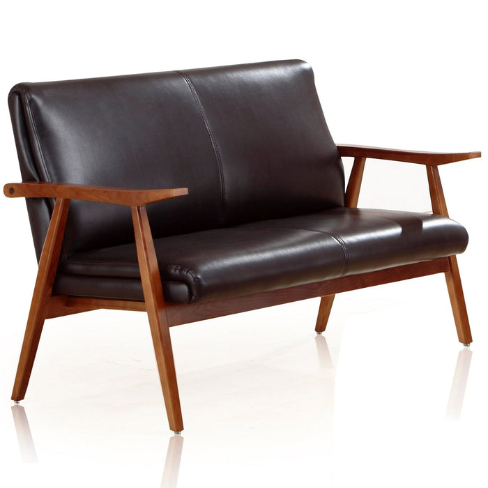 Manhattan Comfort Archduke 51.2\" Faux Leather Loveseat - Black & Amber